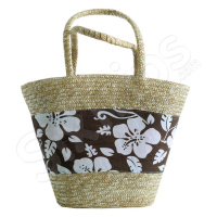 Плетена плажна чанта-кошница - кафява