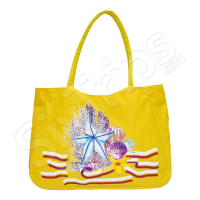 Лятна жълта плажна чанта с морски елементи