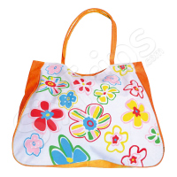 Чанта на цветя за плажа - оранжева