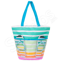 Цветна плажна чанта и джапанки комплект