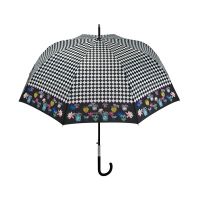 Голям стилен дамски чадър Perletti, черно-бяло каре