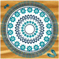 Голяма семейна плажна кърпа Alfresco 180см, бяло, тюркоаз и синьо