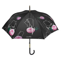 Изискан черен дамски чадър Maison Perletti с дизайн на рози