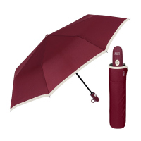 Изискан тъмночервен сгъваем автоматичен чадър Perletti Technology