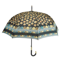 Луксозен черен дамски голф чадър Maison Perletti с дизайн на монети и каре