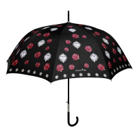Голям луксозен черен дамски чадър Maison Perletti, рози