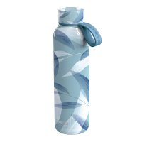 Голяма дамска светлосиня термо бутилка 630мл Quokka Solid with strap, Blue Wind