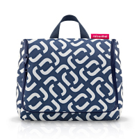 Стилна синя тоалетна чанта за принадлежности с орнаменти Reisenthel Toiletbag, signature navy