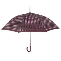 Голям дамски цял чадър с извита дръжка Perletti Technology на розови точки