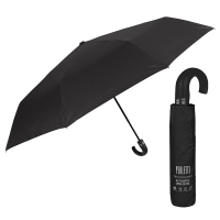 Изискан черен мъжки чадър с извита дръжка и голям диаметър Perletti Technology