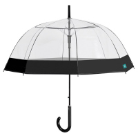 Дамски прозрачен автоматичен чадър Perletti Time с черен кант