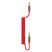 Висококачествен червен разтегателен аудио AUX кабел Usams Spring Audio Cable 1.2м