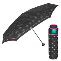 Малък сгъваем чадър за пътуване Perletti Time, черен на точки