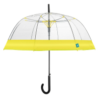 Дамски прозрачен автоматичен чадър Perletti Time с жълт кант