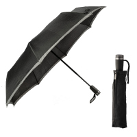 Изискан черен автоматичен сгъваем чадър със сив кант Hugo Boss Pocket Gear