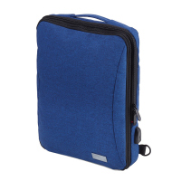 Практична синя чанта и раница за малък лаптоп за път Troika Saftsack 13