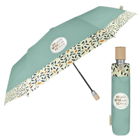Дамски сгъваем чадър с автоматично отваряне Perletti Green в цвят мента