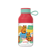 Детска бутилка за вода с дръжка Quokka Ice Kids Happy Quokka, червено и мента