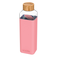Голяма розова стъклена бутилка за вода и други напитки 700мл Quokka Storm, Night Forest