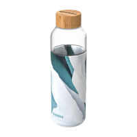 Стъклена бутилка с протектор в дизайн тюркоаз и бяло 660мл Quokka Flow, Iceberg