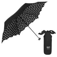 Малък портативен дамски сгъваем черен чадър Perletti Chic за пътуване