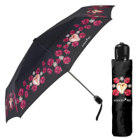 Луксозен дамски автоматичен сгъваем чадър Maison Perletti в черно