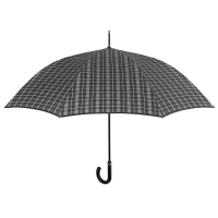 Голям черен мъжки автоматичен чадър Perletti Technology, сиво каре