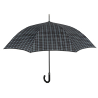 Голям черен мъжки автоматичен чадър Perletti Technology, синьо каре