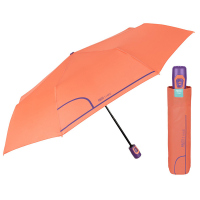 Оранжев дамски автоматичен чадър с лилава дръжка Perletti Time
