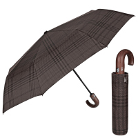 Изискан кафяв мъжки чадър с извита дръжка Perletti Technology