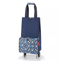 Практична дамска синя сгъваема количка за пазар Reisenthel Foldabletrolley, floral 1