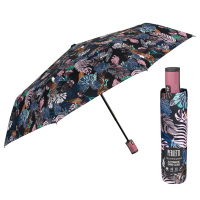 Автоматичен чадър с флорални елементи Perletti Technology, розова дръжка