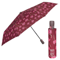 Дамски автоматичен чадър на цветя Perletti Technology в цвят бордо
