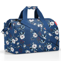 Голяма синя дамска пътна чанта на цветя Reisenthel allrounder L, garden blue