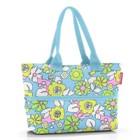 Светлосиня дамска чанта на цветя за плаж, пазар или ежедневието Reisenthel Shopper e1, florist lagoon