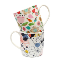 Комплект от 2бр красиви порцеланови чаши с флорални елементи Autumn Falls & Wisewood, 300мл