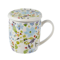 Порцеланова чаша на цветя за чай с инфузер и капак за запарване Julie Dodsworth Blue Botanical Lavender Garden