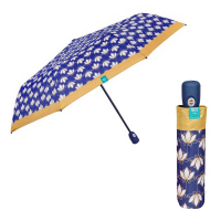 Дамски син автоматичен чадър Perletti Time с флорални елементи