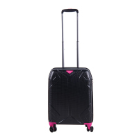 Малък куфар на четири колела поликарбонат Pulse 55см Pulse, черен с розово