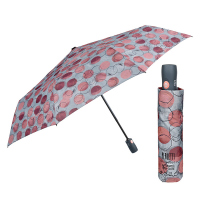Дамски автоматичен чадър в сиво и розово на точки Perletti Technology