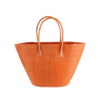Плетена лятна чанта за плаж или ежедневието в оранжево Fratelli Mazzanti 50см