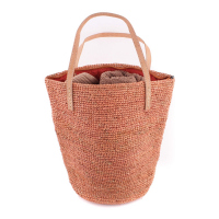 Стилна лятна дамска чанта за плажа или ежедневието Fratelli Mazzanti в цвят сьомга