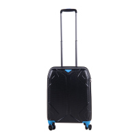 Малък черен куфар за ръчен багаж Pulse 55см Pulse със сини елементи