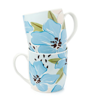 Комплект от 2бр. порцеланови чаши на сини цветя Florens Rhododendron, 300мл