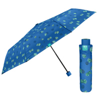 Син дамски сгъваем чадър Perletti Time, тропически листа