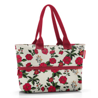 Чанта на цветя за плажа в бяло и червено, за пазаруване или ежедневието Reisenthel Shopper e1, garden white