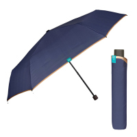 Дамски чадър в тъмносиньо със златист кант Perletti Time