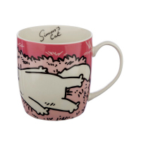 Розова порцеланова чаша за кафе в Simon's Cat
