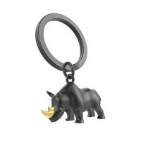 Метален черен ключодържател с носорог Metalmorphose Rhino Black/Gold