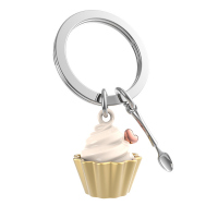Метален ключодържател с красиво кексче, сърчице и лъжичка Metalmorphose Cupcake